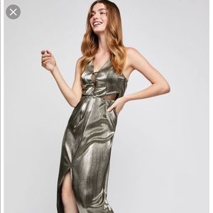 Brand New BCBGeneration Metallic front-slit dress